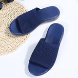 New Summer Flying Weaving Leisure Slippers Large Size Solid Color Fish Mouth Slope Slipper Women's
