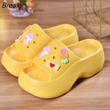Summer New Slippers Fashion Platform Korean Version Increase Women's Shoes Wedge Cartoon Cute Outdoor Flip Flops
