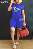 Summer Shorts Tracksuit Set Pink Letter Print Top Biker Shorts Suits Sport Casual Two Piece Set Bodycon Outfits
