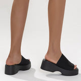 Dropship In Stock 2023 Sumemr Women's Comfy Walking Platform Med Heels Outdoor Slides Slippers Beach Shoes Sandal