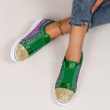 Tenis Feminino Spring New Large Casual Women Shoe Lowtop Color Contrast Sequins Canvas Shoe Flat Heel Sneaker