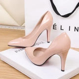 Patent Leather High Heels 10 Cm Thin Heels White Dress Party Pumps 2023 Autumn New Fashion Single Shoe Elegant Womens
