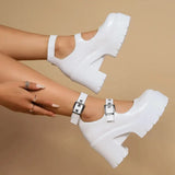 Chunky High Heels Pumps Women 2024 Fashion Double Buckle Platfprm Mary Jane Shoes Woman Pu Leather Cosplay Lolita