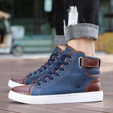 Autumn Winter Male Footwear Patchwork Flats sneakers High Top Men Shoes Canvas Men Casual Shoes BIG Size