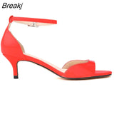 Women Sandals Summer Sexy 5cm Low High Heels Fashion Buckle Ankle Sandal Party Wedding Shoes Woman Open Toe