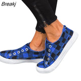 Spring Women's Vulcanized Shoes Women Sneakers Casual Comfort Flats Plaid Woman Fashion Slip On Flat Platform Ladies