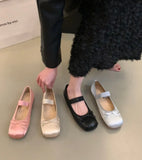 Pink Ballet Shoes Fairy Shoes 2024 New Spring Vintage Satin Silver Mary Jane