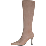 Style Stretch Fabric Pointed Toe Women Knee-High Boots Spring Autumn Fashion High Heels Shoes Long