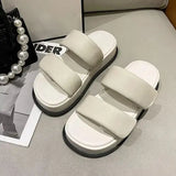 Med Ladies' Slippers Luxury Slides Platform Big Size Designer Summer Rubber Flat PU Fashion Hook & Loop Cotton