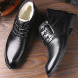 Winter Boots Men Genuine Leather Shoes Warm Plush for Cold Winter Mens Ankle Boots Brand Male Footwear