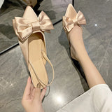 Summer Women Baotou Sandals Fashion Bow-knot Low Heels Pumps Female Silk Sexy Pointed Sandalias De Mujer Women's