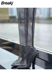 Women's Boots Crystal Shoes 2023 Ladies Party fashion Over The Knee Boots Female High Heels Rhinestone Thigh Boots