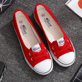 Women Casual Flats Lace up Shallow Shoes Autumn 2023 Fashion Comfortable Female Canvas Loafers Vulcanized Shoes Ladies