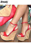 2023 New Fashion Plus Size 45 Wedge High Heels Summer Sandals Female Buckle Strap Platform Party Shoes Woman