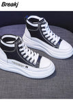 Women Sneakers High Top Fashion 2023 Breathable White Sport Shoes Platform Chunky Sneakers Leather Tennis Female