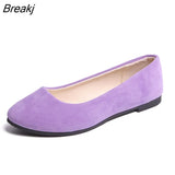 Women Flats Slip on Flat Shoe Candy Color Pointed Toe Female Loafers Plus Size Shoes Woman Spring Faux Suede Ladies Ballet