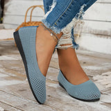 Spring and Autumn New Fashion Round Head Solid Light Mouth Candy Mesh Breathable Large Women's Flat Shoes Single