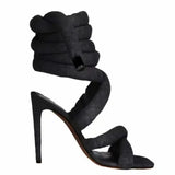 Snake Strap Long Shoes Women's Sandals Summer 2024 Sexy Stiletto Heel Stripper Shoes Star Style Slingback Heeled