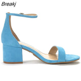 2023 Women Sandals Open Toe Chunky Med High Heels Casual Women's Sandals Black Nude All-match Female Pumps