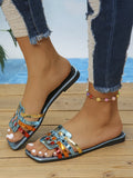 Breakj New Large-Size Color Weaving Leisure Flat-Bottomed Slippers Toe Fashion Flat-Bottomed Shoes Sandal Drag