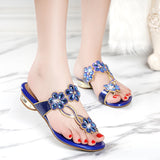 Women's Diamond Slippers Wear The New Summer Fashion Flat-Bottomed Flip-Flops Comfortable Sandals Anti-Skid