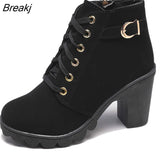 Size 35-43 Winter Casual Women Pumps Warm Ankle Boots Waterproof High Heels Snow 2020 Shoes Botas Patent Botas