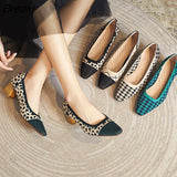 Toe Flying Woven Shoes Women's 2023 Spring Autumn New Women's Comfortable Thick High Heels Leopard Print Pumps 34-40