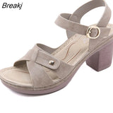 Heels Sandals Women Summer Shoes Casual Women Sandals Brand Ladies High Heels Mother Shoes Square Heel 7.5cm
