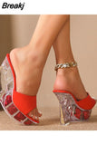 High Heeled Women Sandals 2023 European Style Sexy Nightclub Queen High Heel Crystal Pump Solid Color Lady Sandals