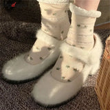 Women's Shoes Mary Jane Women's High Heels Fashion Party Pumps Women Elegant Butterfly-knot Shallow Shoes Ladies cotton