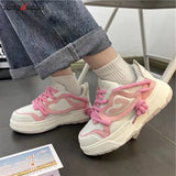 Harajuku Sneakers Women's Running Shoes 2024 New Thick Platform Sneakers students Outdoor Casual Pu Leather Vulcanized