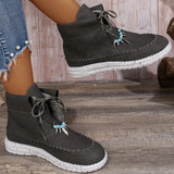 Women With Short Boots 2023 Autumn And Winter New Medium-Heeled Short Boots Sleeve Solid Color Retro Fashion Women's