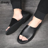 New Style Men's Sandals, Soft Leather Sandals, Breathable Non-slip Beach Shoes, Men's Slippers, Men's Beach