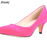 Women Pumps Sexy High Heels Shoes Flock Pointed Toe Red Wedding Pump Woman Casual Slip-on Dress Shoe