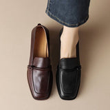 New Black Mary Jane Single Shoes With Thick Soles Brown English Style JK Small Leather Shoes Flat-Soled Work
