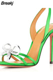 Butterfly Knot Sandals Woman Summer 2023 Back Strap Slingback Ladies Stiletto High Heel Dance Shoes Sexy Women