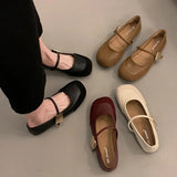 Leather Retro Round Head Metal Buckle Love Shoes Girl Spring 2024 Korean Version Of The New Ugly Cute Mori Shoes