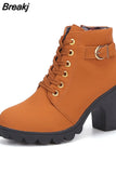 Ankle Boots for Women Autumn Winter 2023 Fashion Woman High Heel Shoes Female Brown Short Leather Booties Botines