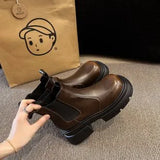 Real Soft Leather Chelsea Short Boots Fall 2024 New British Chimney Boots Muffin Thick-Soled Martin