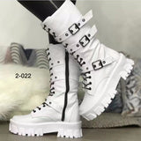 Breakj Bottom Martin Boots Autumn And Winter New Round Head Belt Buckle Locomotive Boots Women's Boots
