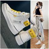 Women's High Top Sneakers Spring Autumn Women vulcanize Shoes White Flats Female Lace Up Trainers Woman Casual Shoes Ankle