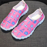New Fashion Comfort Soft Casual Shoes Mesh Women's Sneakers Sweet Cartoon Slip on Nurse Female Ladies Sports