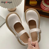 Lolita Shoes Women Japanese Cute Vintage Mary Janes Shoes Platform Chunky High Heel College Student Cosplay beige