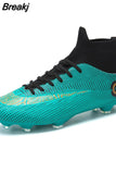 Men Soccer Shoes Turf Black Kids Cleats Training Football Boots High Ankle Sport Sneakers Size