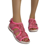Breakj Women's Sandals 2023 Summer New Round Head Breathable Leisure Large-Size Flat-Bottomed Beach Women's Flat Bottom