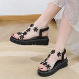 Women's Shoes Beach Sandals for Woman Transparent Summer 2023 Clear Footwear with Medium Heels Diamond Rhinestones Wedges Heel