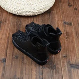 National Style Ankle Boots Mori Literary Handmade Comfort Soft-Sole Flat Womens Boots Casual Women Boots Wild Women