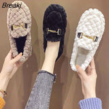 Autumn Winter New Outdoor Home Indoor Wool Bag with Cotton Shoes Anti Slip Warm Lady Beans Shoes 36-40