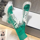 Women Ankle Boots Transparent Thick Sole Waterproof Ankle Boots Women Transparent Heel Booties Sexy Women Rain