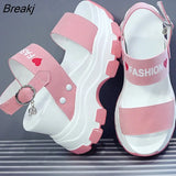 Sandals Sports New Summer Chunky High Heels Female Wedges Shoes for Women's Fish Toe Red Fashion Red Sandalia